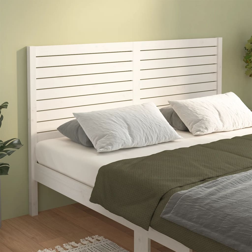 foto del prodotto testiera per letto bianca 166x4x100cm in legno massello di pino
