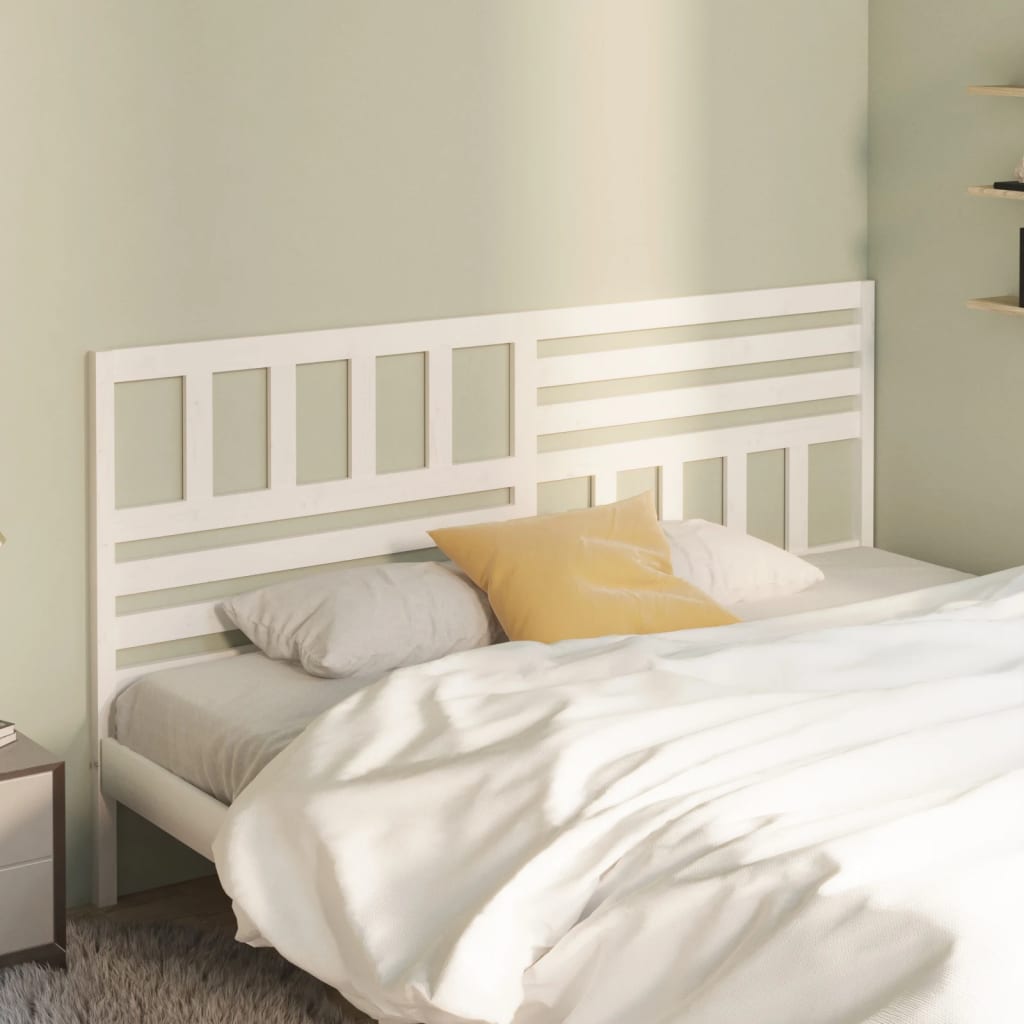 foto del prodotto testiera per letto bianca 186x4x100cm in legno massello di pino cod mxl 47198