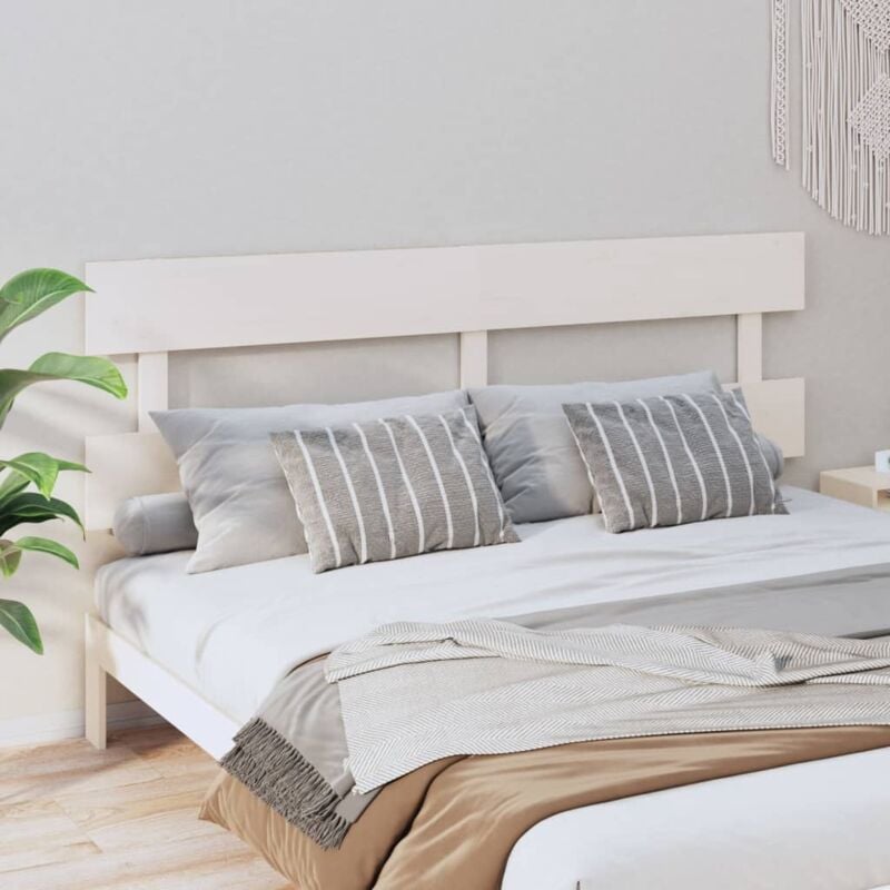 foto del prodotto testiera per letto bianca 204x3x81 cm in legno massello di pino vidaxl