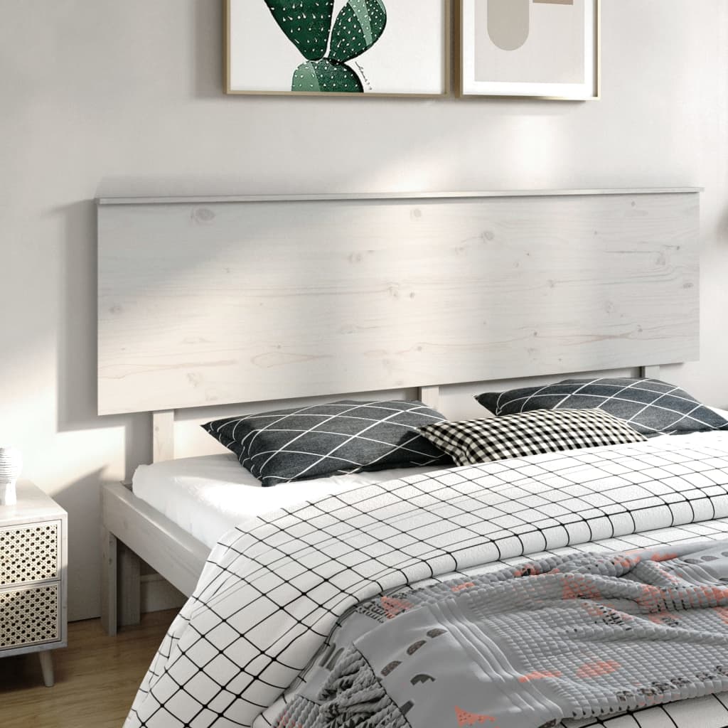 foto del prodotto testiera per letto bianca 204x6x82,5 cm legno massello di pino cod mxl 47901