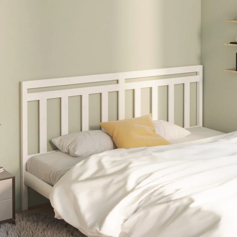 foto del prodotto testiera per letto bianca 206x4x100cm in legno massello di pino cod mxl 48770