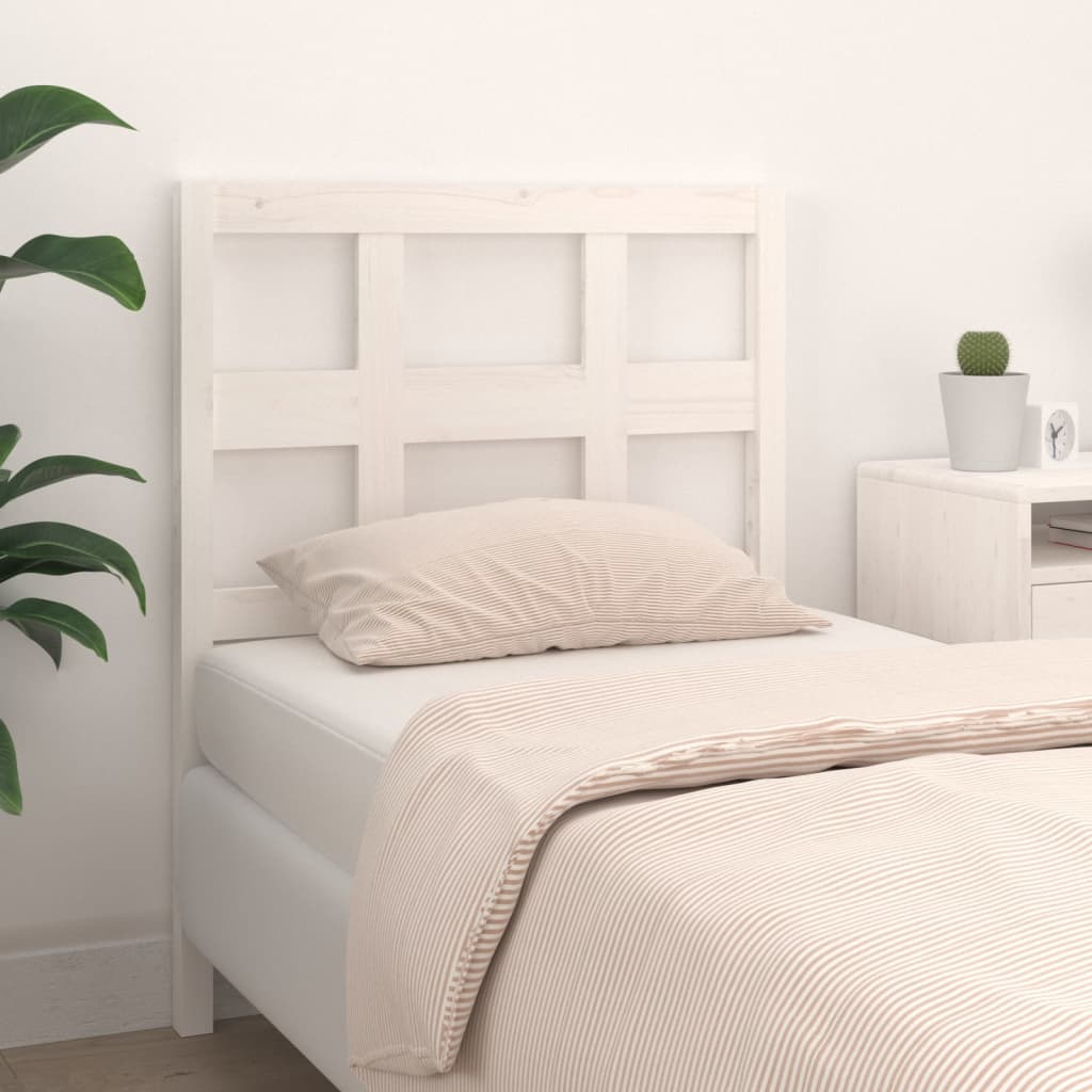 foto del prodotto testiera per letto bianca 80,5x4x100 cm legno massello di pino