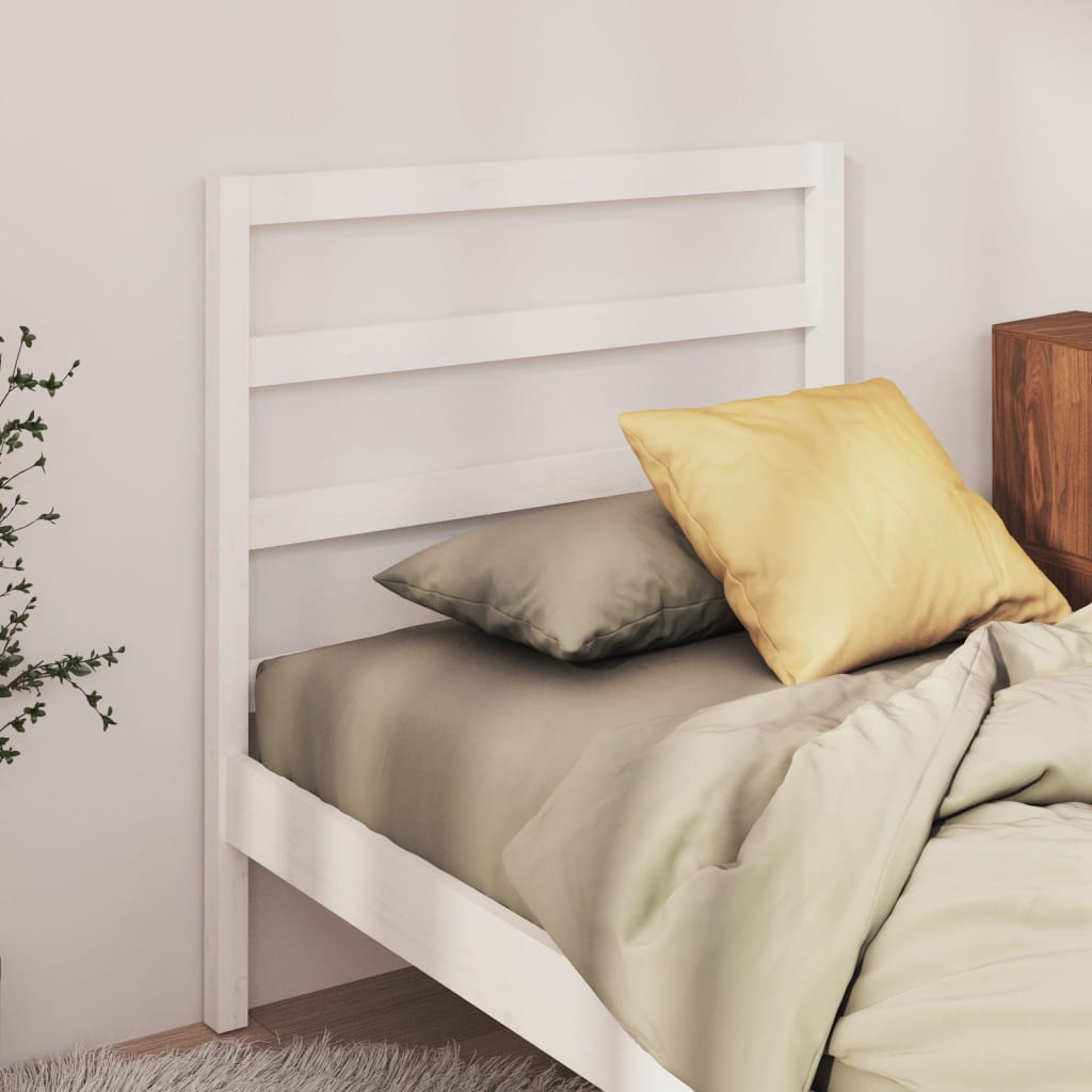 foto del prodotto testiera per letto bianca 81x4x100 cm in legno massello di pino cod mxl 46339