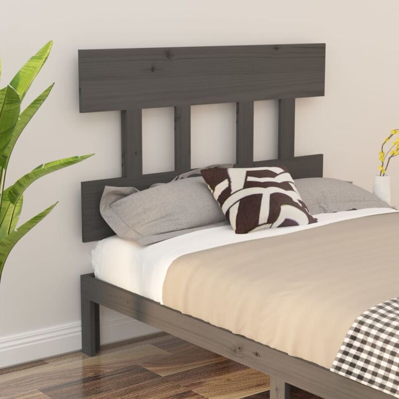 foto del prodotto testiera per letto grigia 103,5x3x81 cm legno massello di pino vidaxl