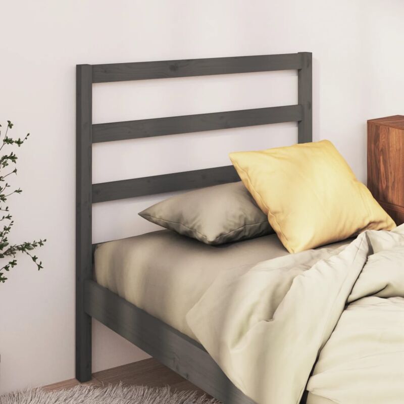 foto del prodotto testiera per letto grigia 106x4x100cm in legno massello di pino vidaxl