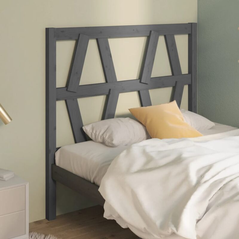 foto del prodotto testiera per letto grigia 106x4x100cm in legno massello di pino vidaxl