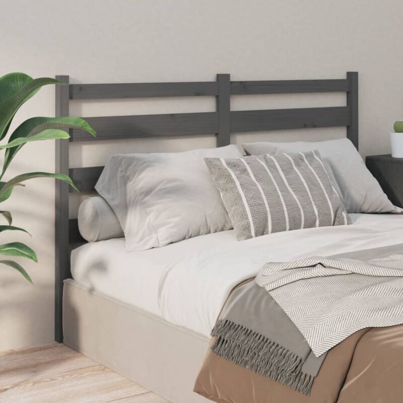 foto del prodotto testiera per letto grigia 126x4x100cm in legno massello di pino vidaxl