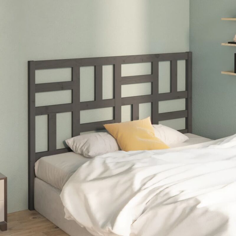 foto del prodotto testiera per letto grigia 126x4x104cm in legno massello di pino vidaxl