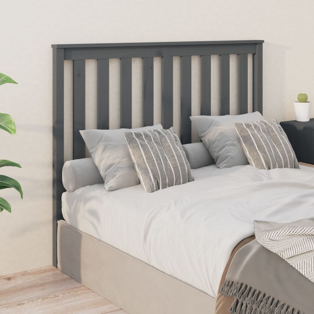 foto del prodotto testiera per letto grigia 126x6x101cm in legno massello di pino cod mxl 49795
