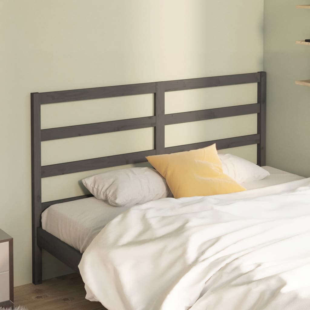 foto del prodotto testiera per letto grigia 141x4x100cm in legno massello di pino cod mxl 46142