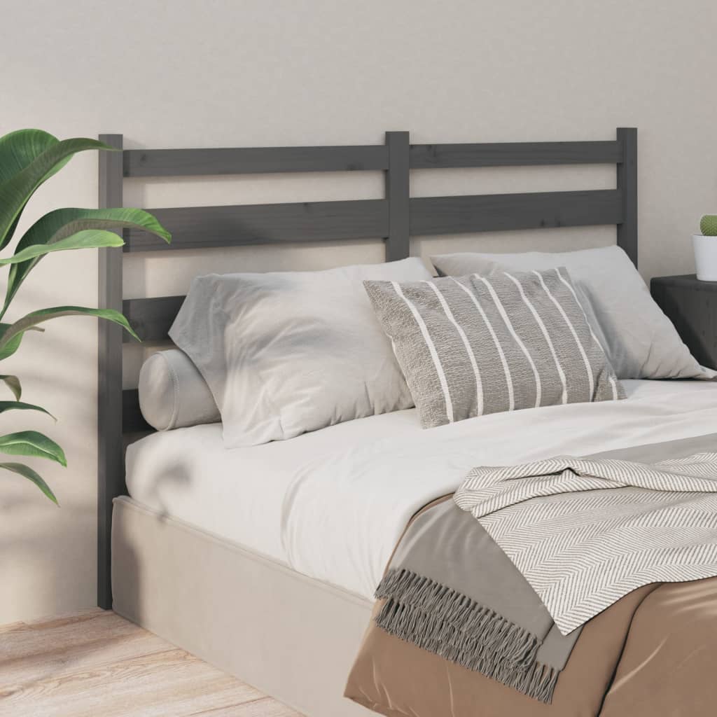 foto del prodotto testiera per letto grigia 141x4x100cm in legno massello di pino cod mxl 47327