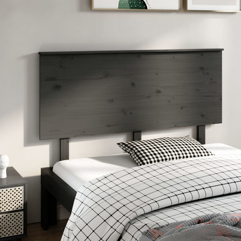 foto del prodotto testiera per letto grigia 144x6x82,5cm legno massello di pino cod mxl 52442