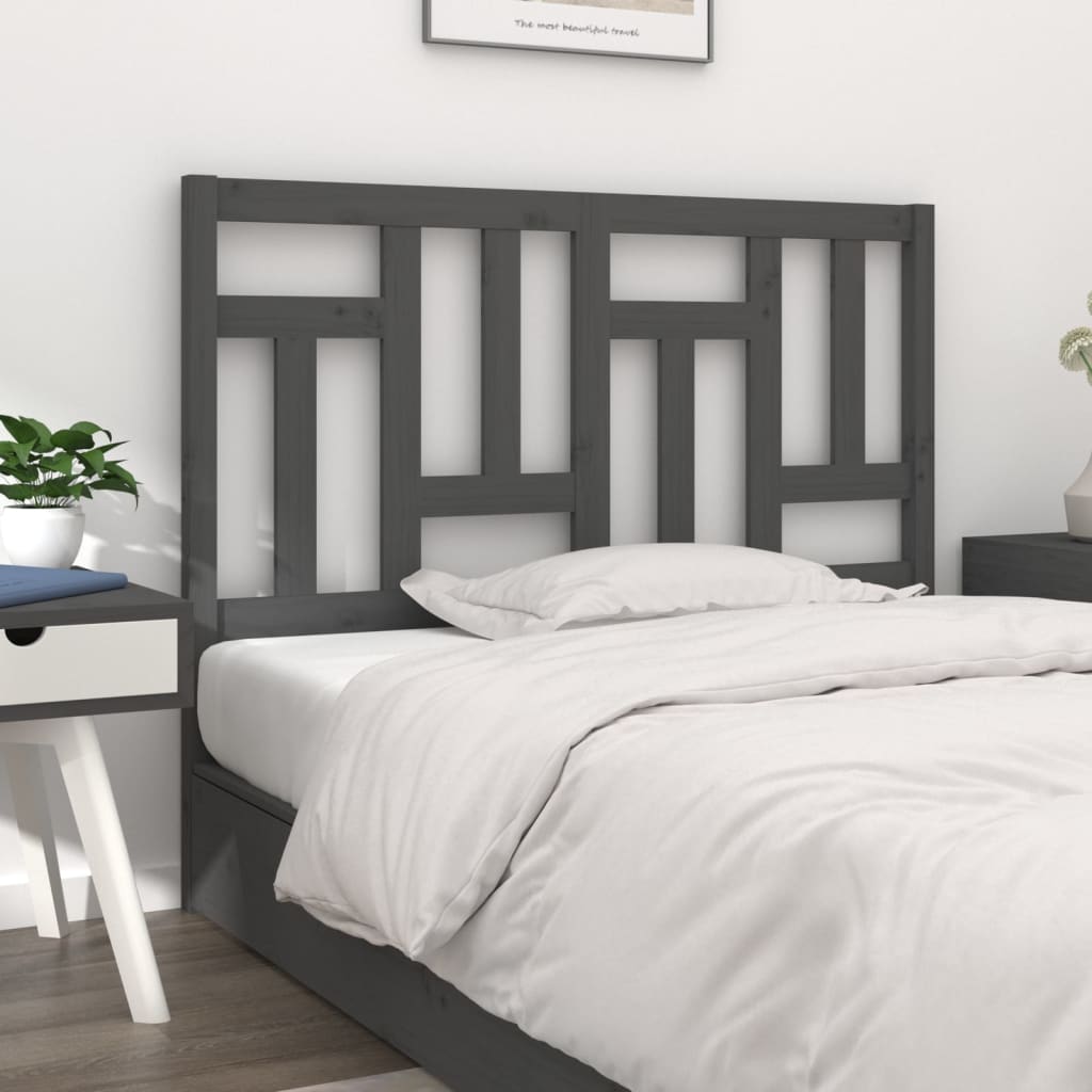 foto del prodotto testiera per letto grigia 145,5x4x100 cm legno massello di pino