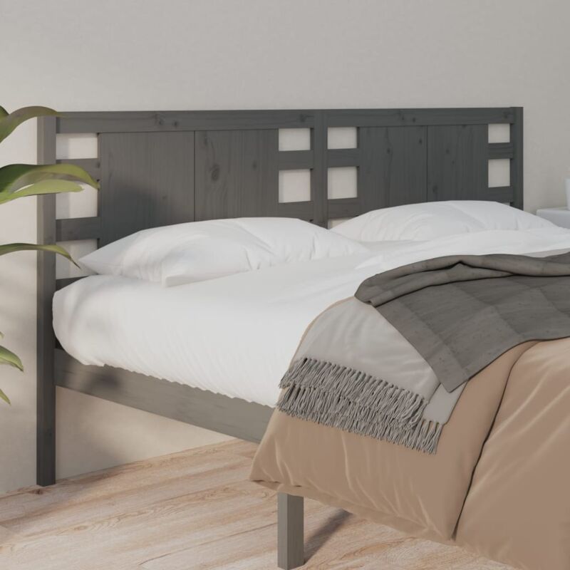 foto del prodotto testiera per letto grigia 146x4x100cm in legno massello di pino vidaxl