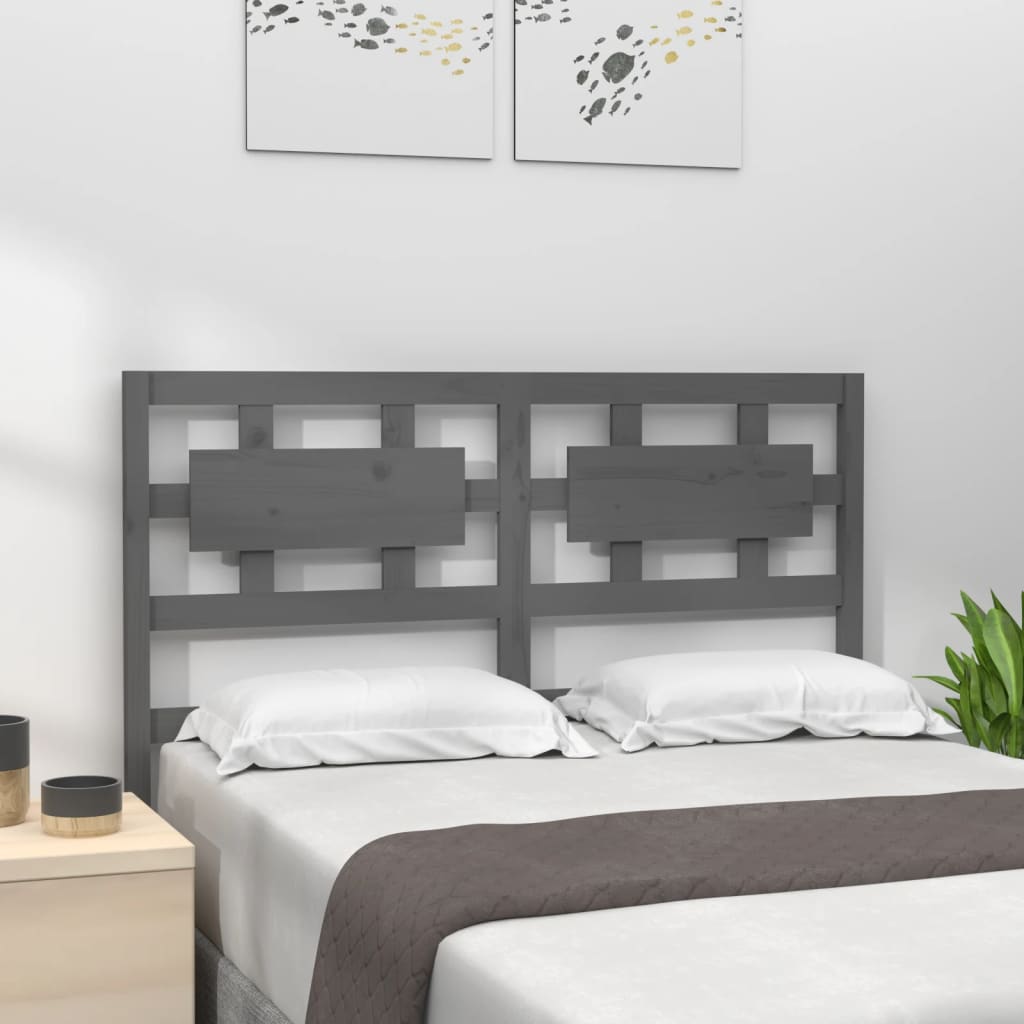 foto del prodotto testiera per letto grigia 155,5x4x100 cm legno massello di pino