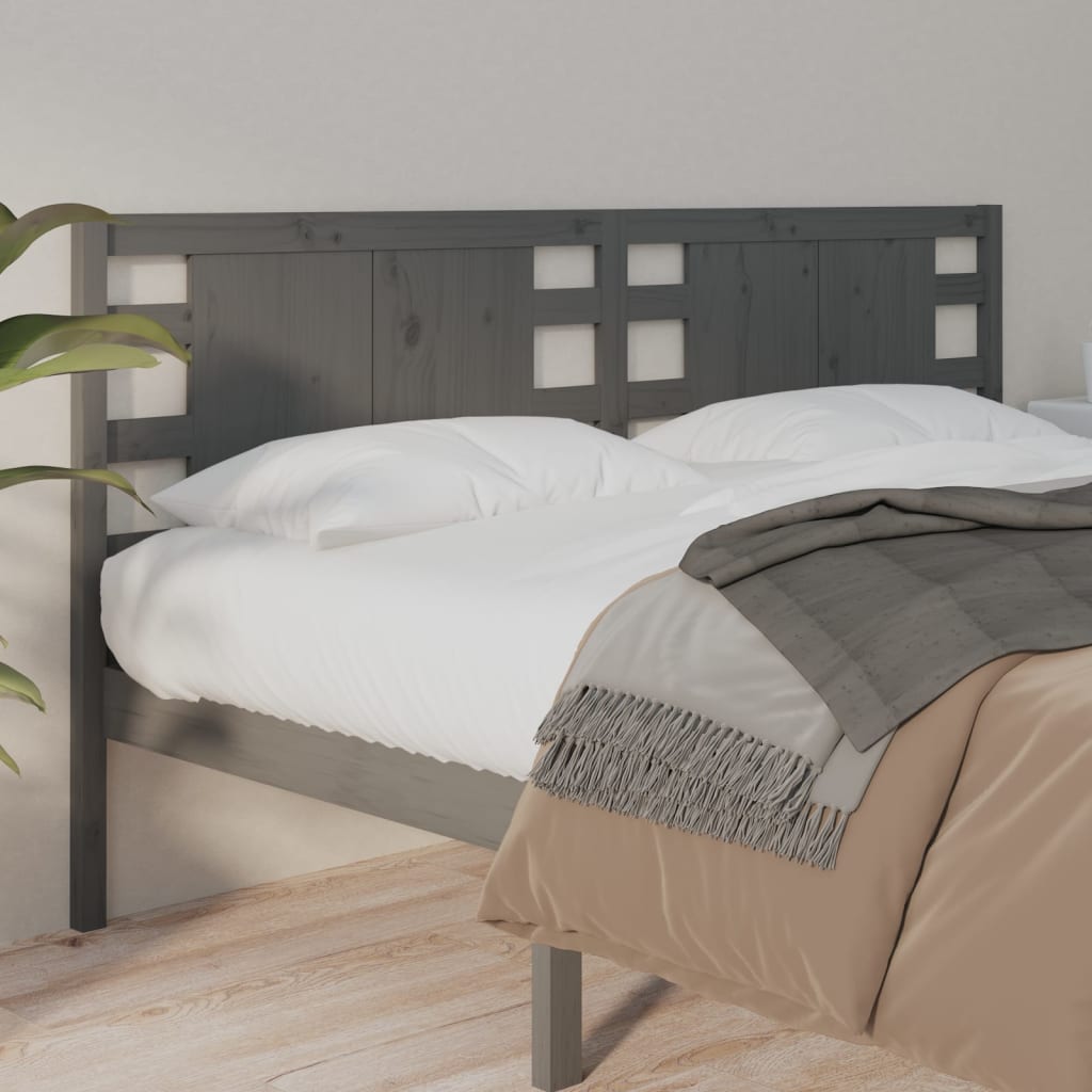 foto del prodotto testiera per letto grigia 166x4x100cm in legno massello di pino cod mxl 47154