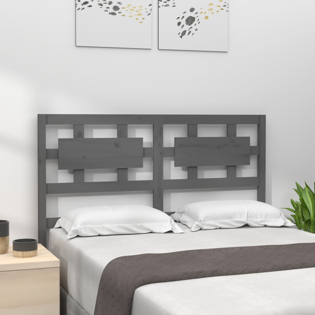 foto del prodotto testiera per letto grigia 185,5x4x100 cm legno massello di pino cod mxl 46340