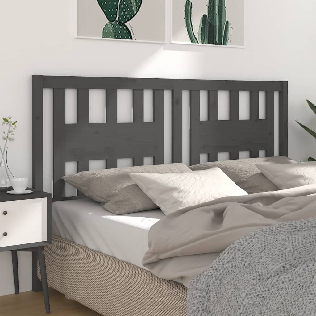 foto del prodotto testiera per letto grigia 206x4x100cm in legno massello di pino cod mxl 48620