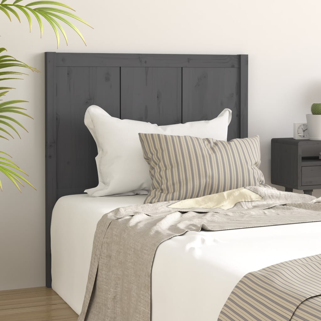 foto del prodotto testiera per letto grigia 80,5x4x100 cm legno massello di pino