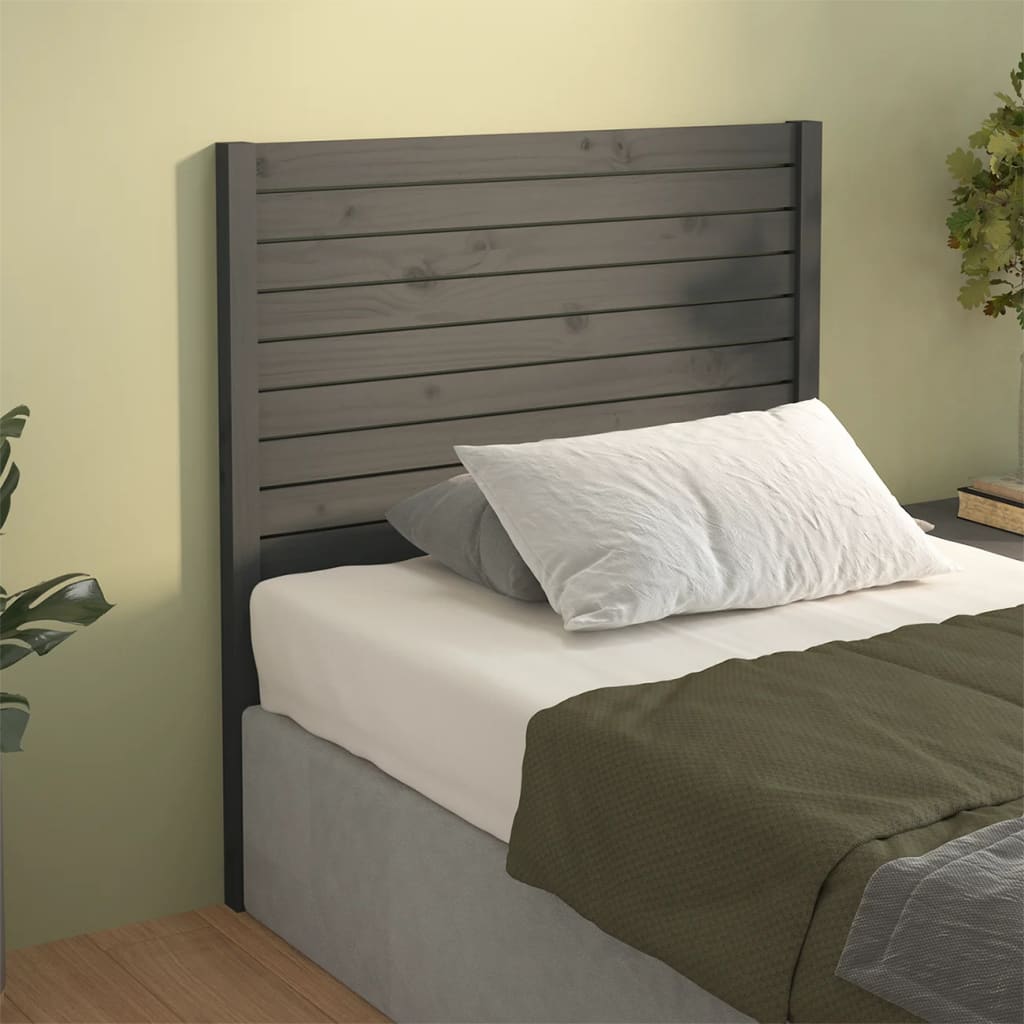 foto del prodotto testiera per letto grigia 81x4x100 cm in legno massello di pino cod mxl 48616