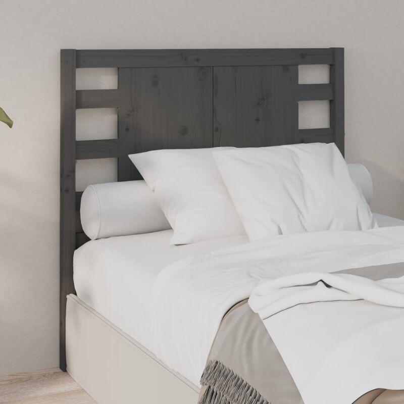 foto del prodotto testiera per letto grigia 81x4x100 cm in legno massello di pino vidaxl