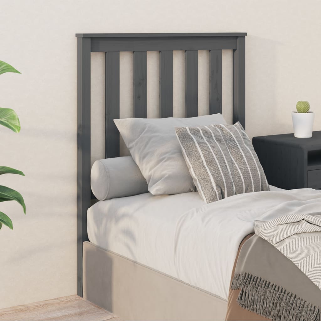foto del prodotto testiera per letto grigia 81x6x101 cm in legno massello di pino cod mxl 46359