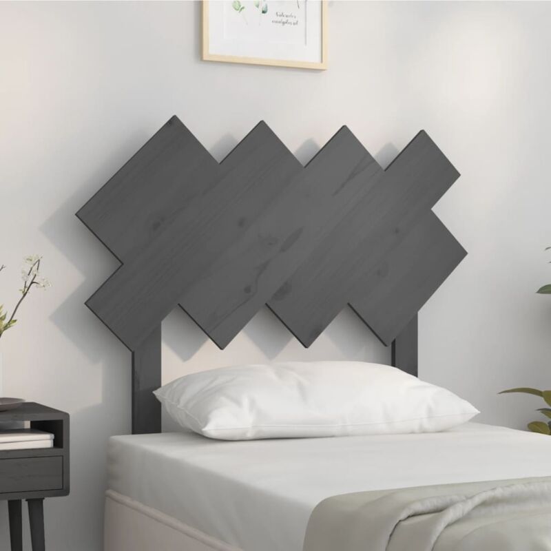 foto del prodotto testiera per letto grigia 92x3x81 cm in legno massello di pino vidaxl