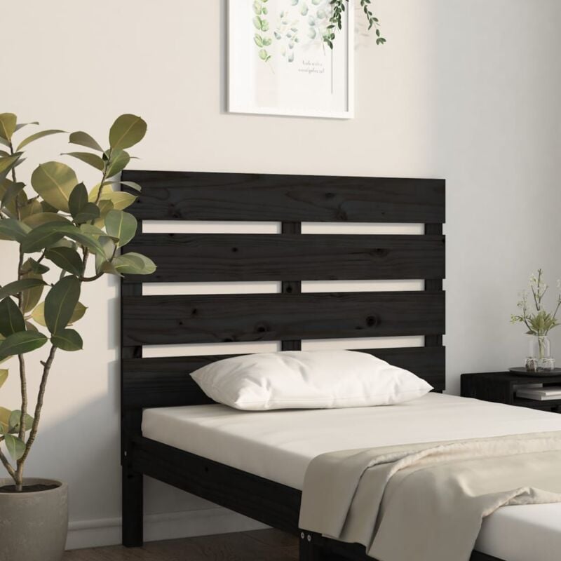 foto del prodotto testiera per letto nera 100x3x80 cm in legno massello di pino vidaxl