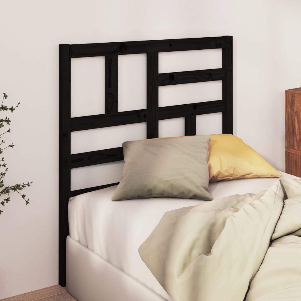 foto del prodotto testiera per letto nera 106x4x104 cm in legno massello di pino cod mxl 32015