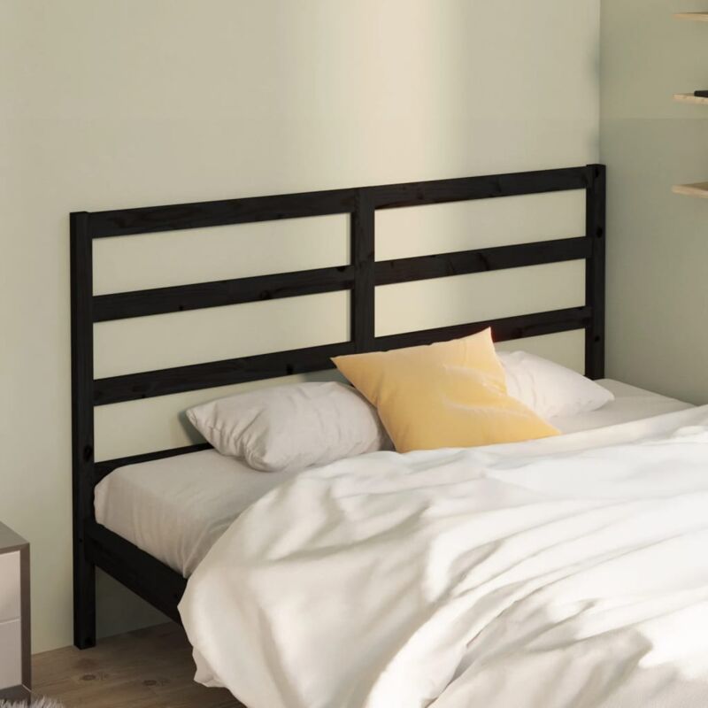 foto del prodotto testiera per letto nera 146x4x100 cm in legno massello di pino vidaxl