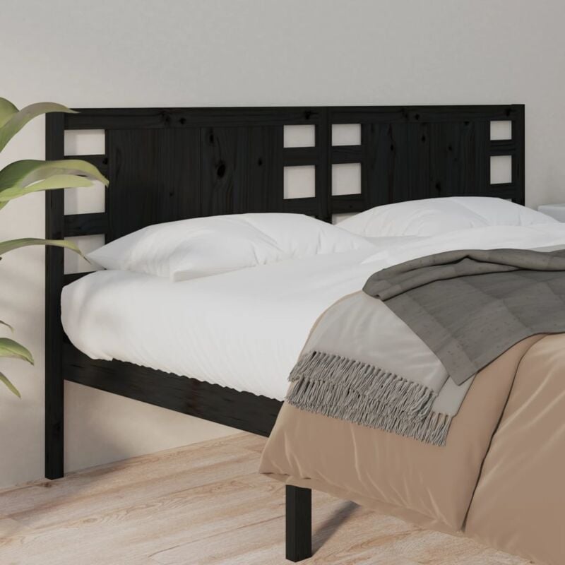 foto del prodotto testiera per letto nera 146x4x100 cm in legno massello di pino vidaxl