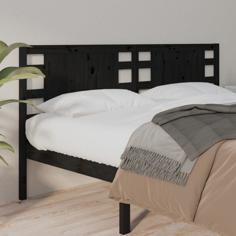 foto del prodotto testiera per letto nera 166x4x100 cm in legno massello di pino vidaxl
