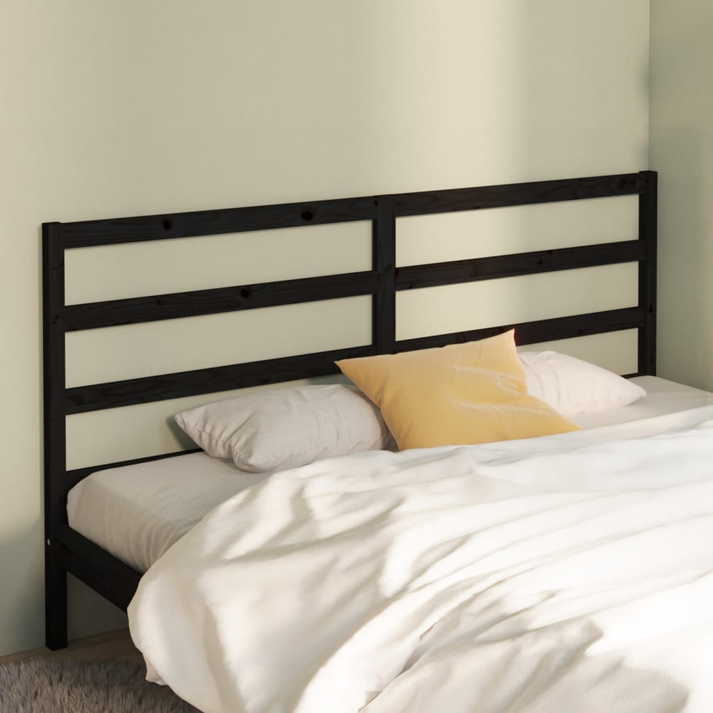 foto del prodotto testiera per letto nera 186x4x100 cm in legno massello di pino cod mxl 47408