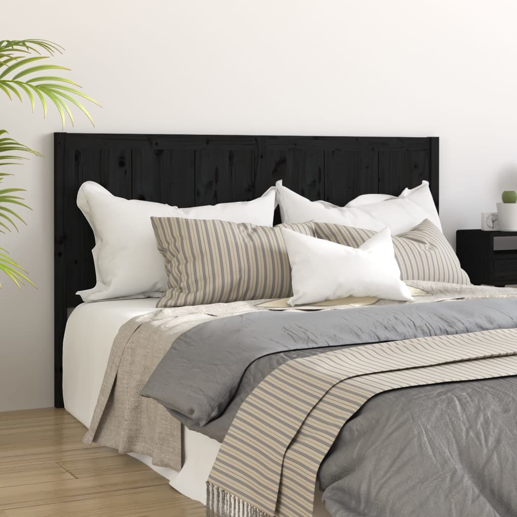 foto del prodotto testiera per letto nera 205,5x4x100cm in legno massello di pino