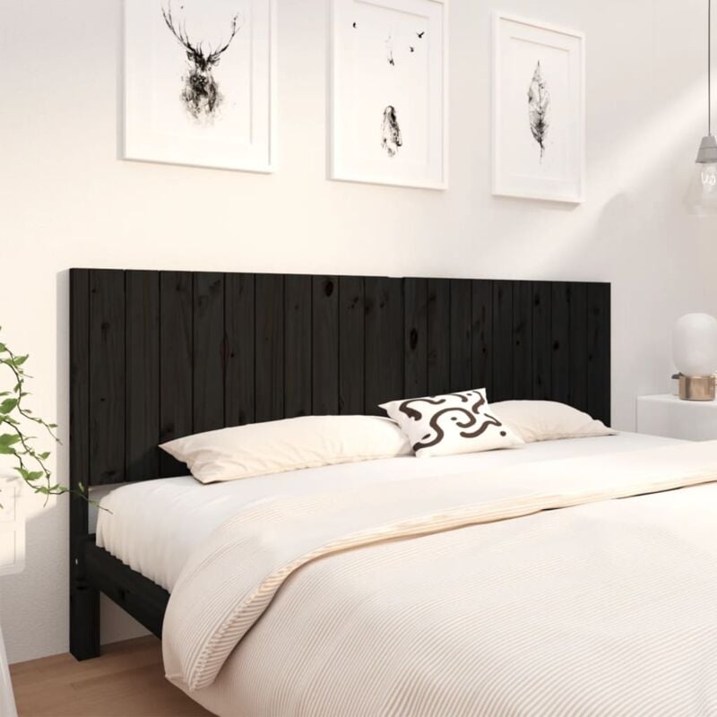 foto del prodotto testiera per letto nera 205,5x4x100cm in legno massello di pino vidaxl