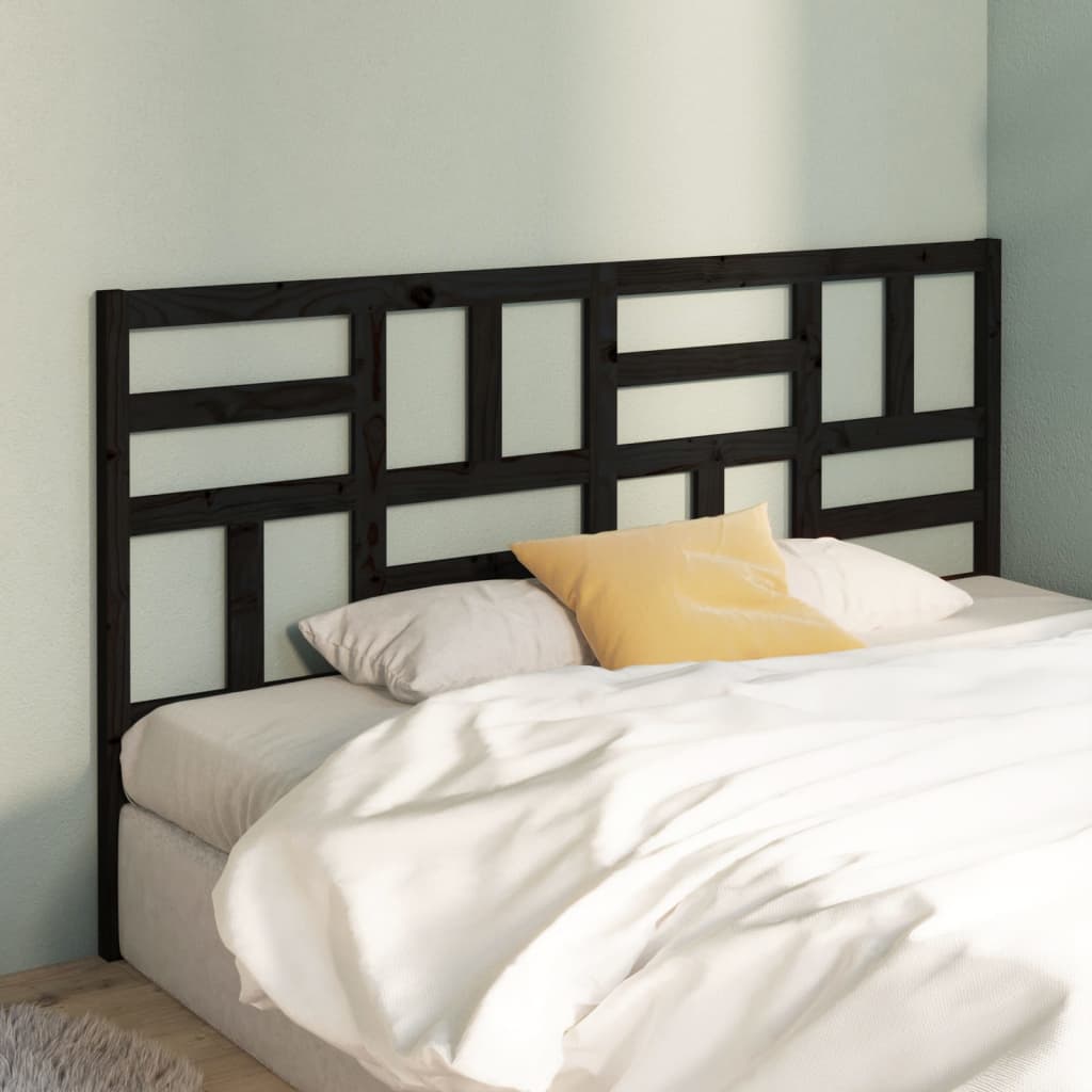 foto del prodotto testiera per letto nera 206x4x104 cm in legno massello di pino cod mxl 48521