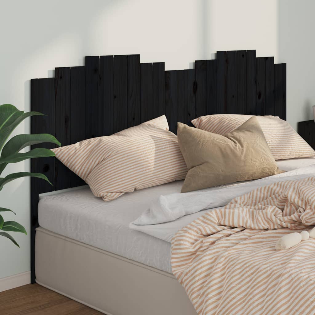foto del prodotto testiera per letto nera 206x4x110 cm in legno massello di pino