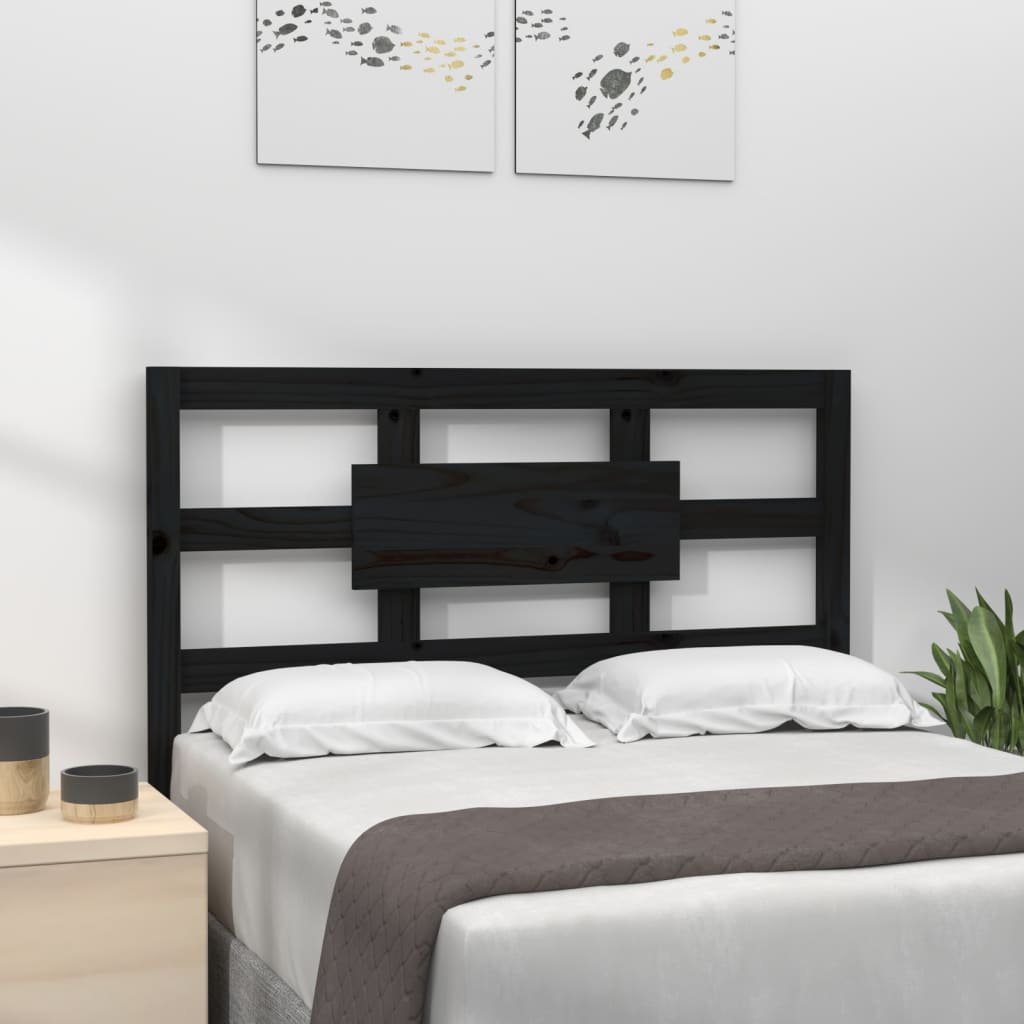 foto del prodotto testiera per letto nera 80,5x4x100 cm in legno massello di pino cod mxl 31769