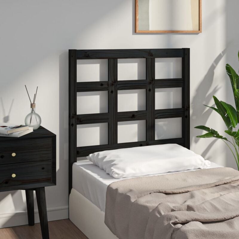 foto del prodotto testiera per letto nera 80,5x4x100 cm in legno massello di pino vidaxl