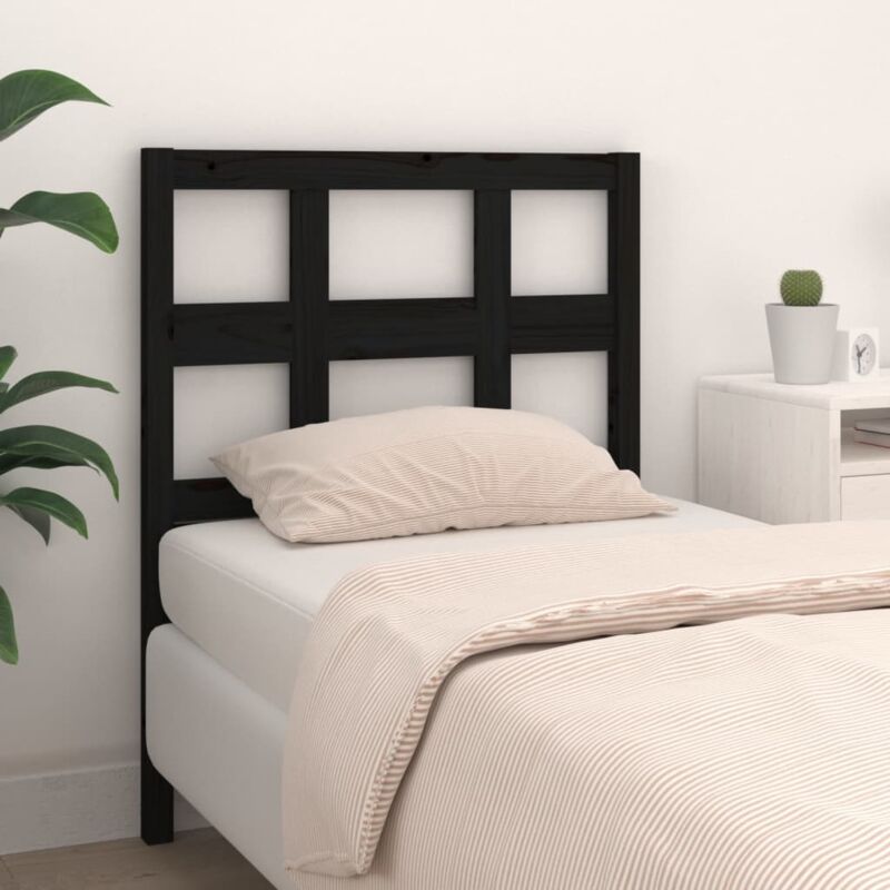 foto del prodotto testiera per letto nera 80,5x4x100 cm in legno massello di pino vidaxl