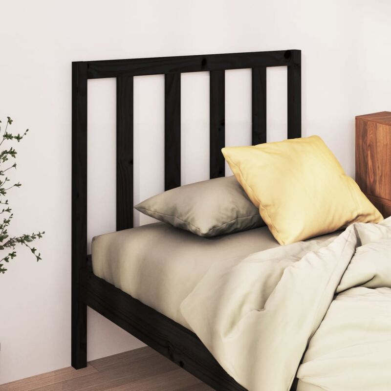 foto del prodotto testiera per letto nera 81x4x100 cm in legno massello di pino vidaxl
