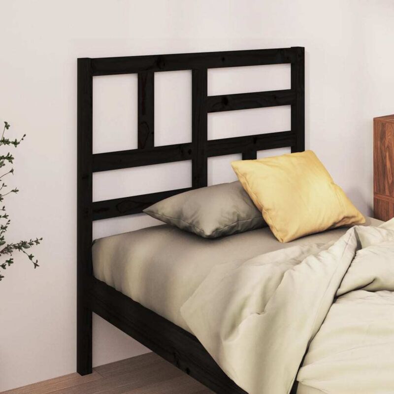 foto del prodotto testiera per letto nera 81x4x104 cm in legno massello di pino vidaxl