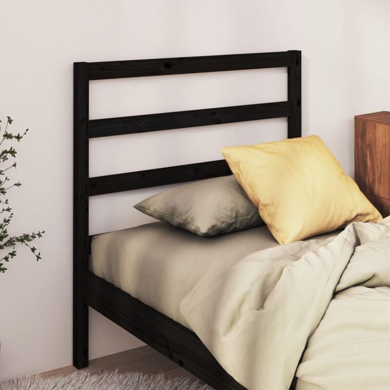foto del prodotto testiera per letto nera 95x4x100 cm in legno massello di pino vidaxl