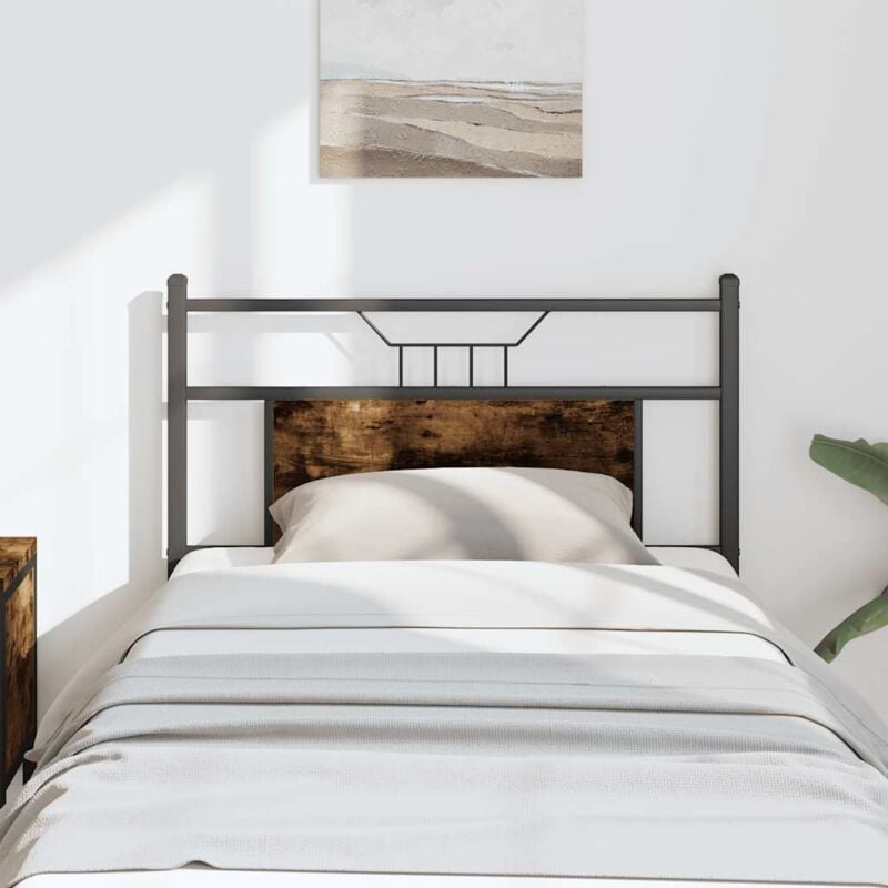 foto del prodotto testiera rovere fumo 75 cm in legno multistrato e acciaio vidaxl