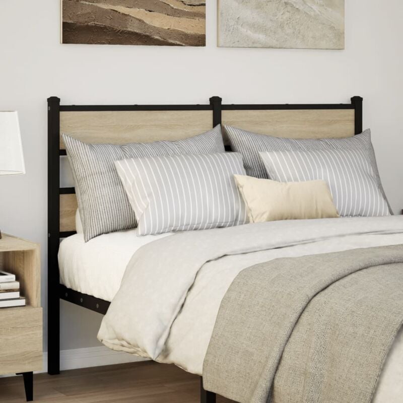 foto del prodotto testiera rovere sonoma 120 cm in ferro e legno multistrato vidaxl