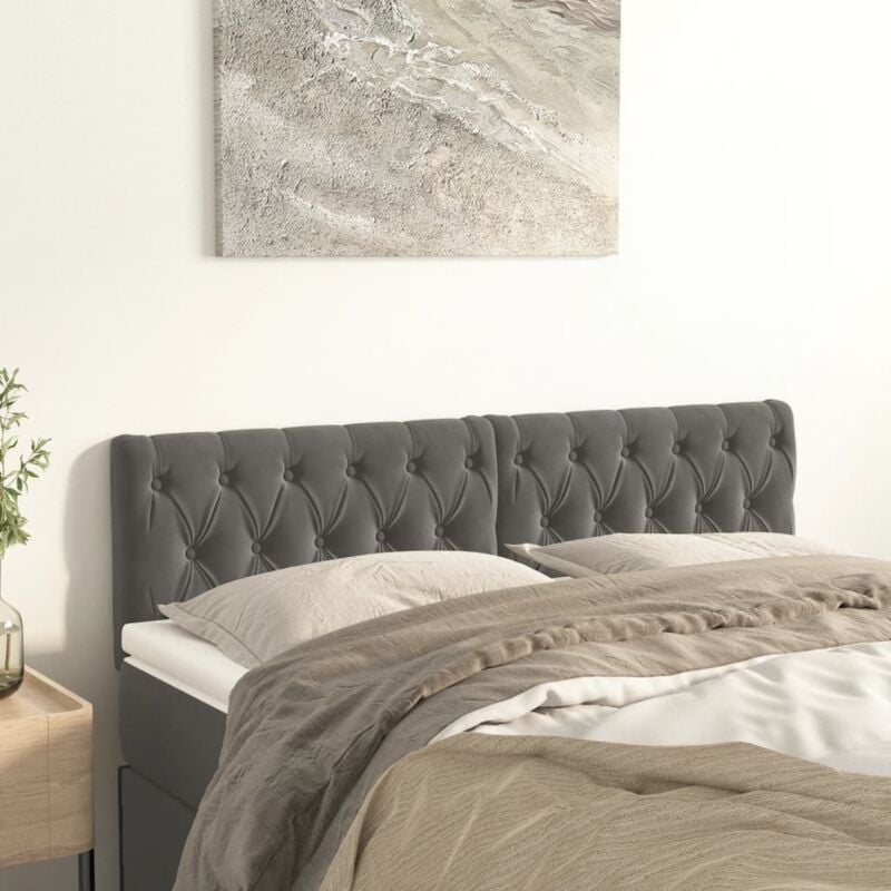 foto del prodotto testiere 2 pz grigio scuro 72x7x78 88 cm in velluto vidaxl