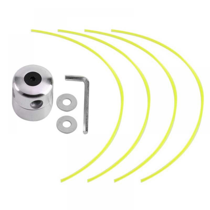 foto del prodotto testina di ricambio universale in alluminio per decespugliatore con 4 corde per tagliaerba, 1 chiave, 2 rondelle, supporto per tagliabordi m10