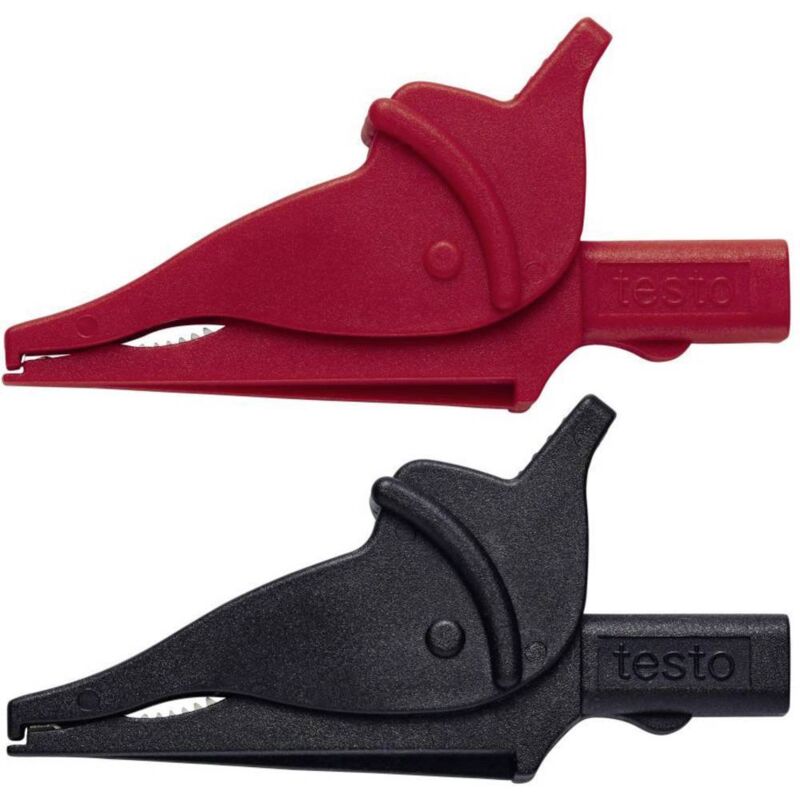 foto del prodotto testo 0590 0008 kit morsetti a coccodrillo presa 4mm cat iii 600 v nero, rosso