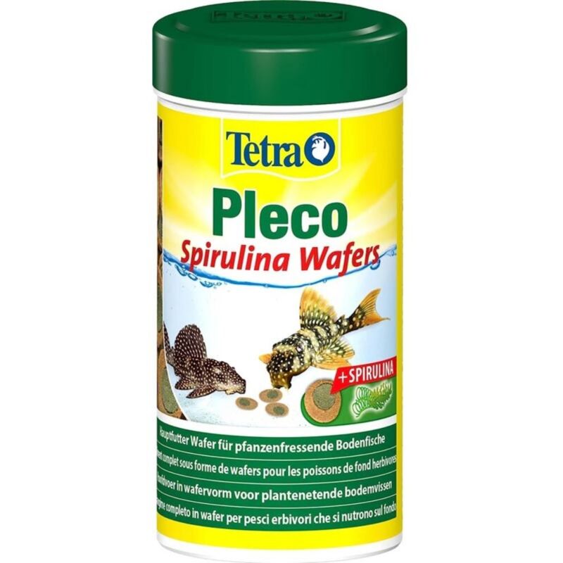 foto del prodotto tetra pleco spirulina wafers 250ml mangime di base per tutti i grandi pesci erbivori che si nutrono sul fondo