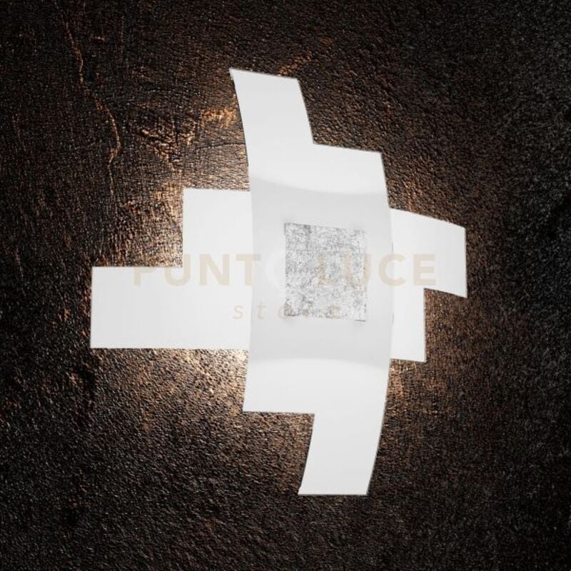 foto del prodotto tetris color applique plafoniera d.55 cm. 4 luci foglia argento 1121 55 fa